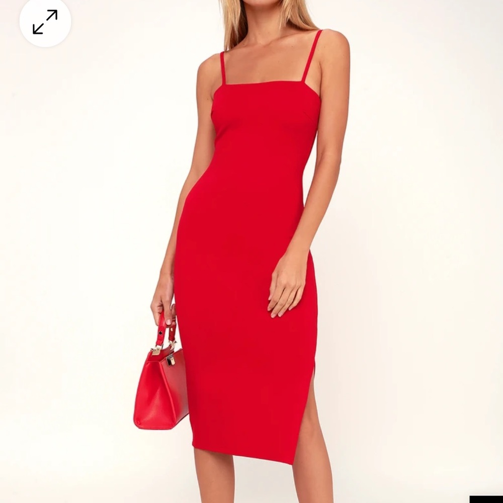 Red Bodycon Midi Dress (Lulus)